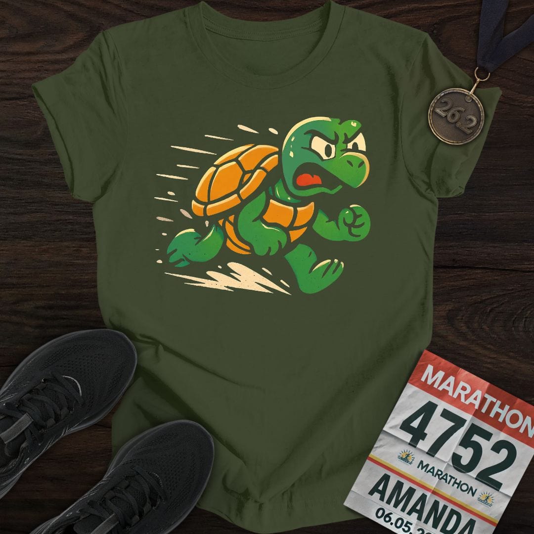 Printify T-Shirt Military Green / S Runner Turtle T-Shirt