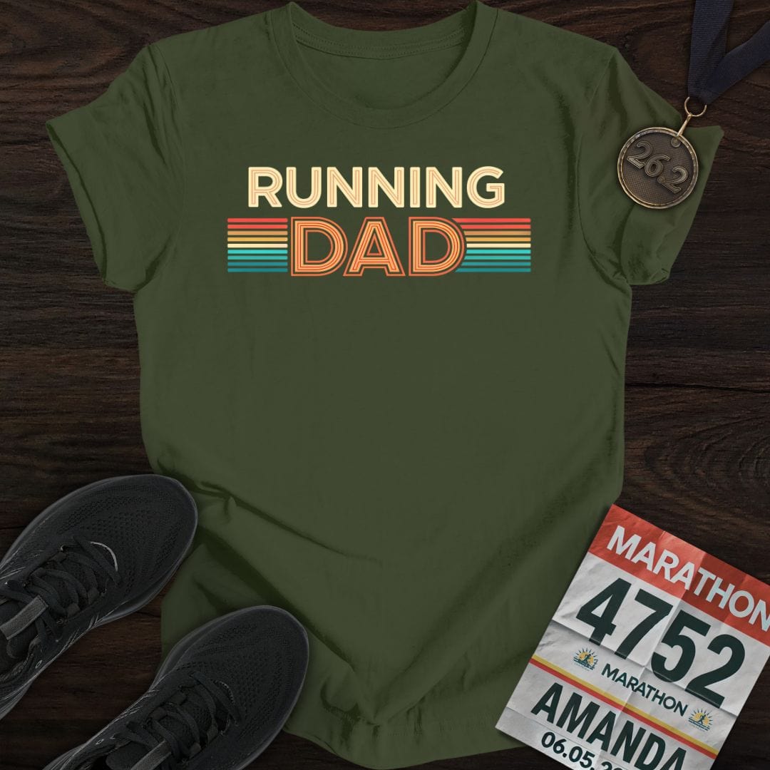 Printify T-Shirt Military Green / S Running Dad -2- T-shirt