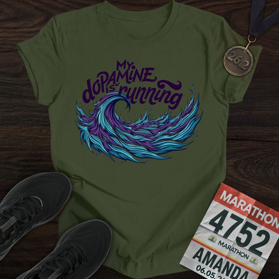Printify T-Shirt Military Green / S Running Dopamine T-shirt