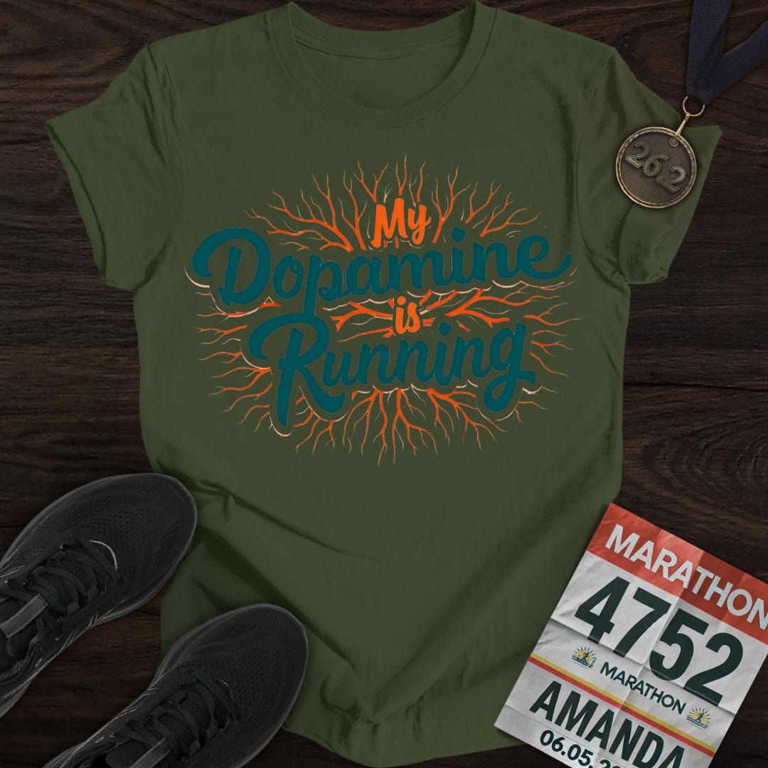 Printify T-Shirt Military Green / S Running Dopamine T-shirt