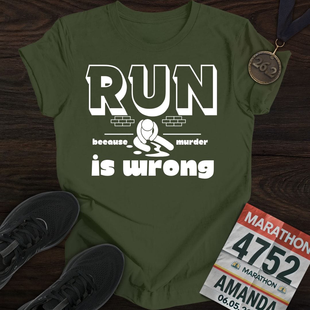 Printify T-Shirt Military Green / S Running or Murder T-shirt