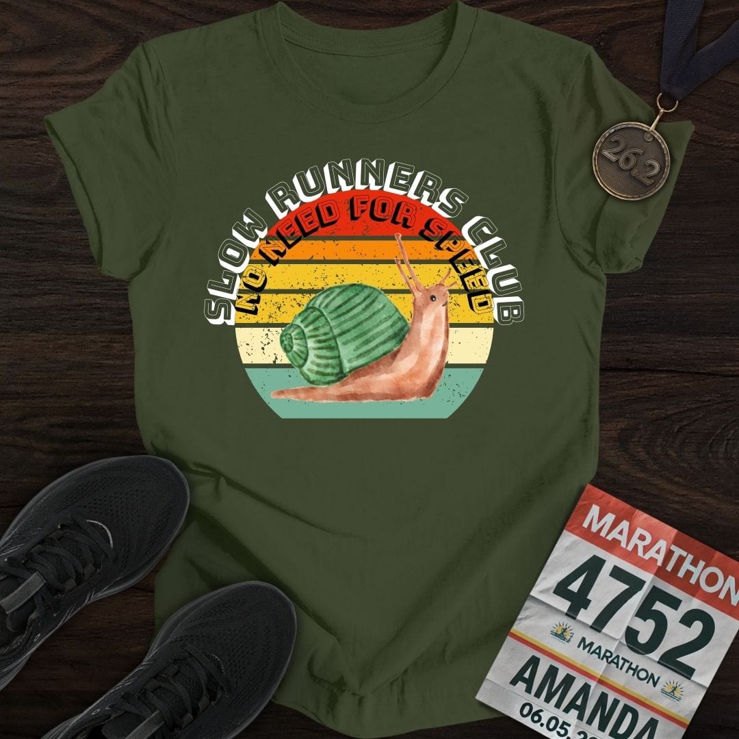 Printify T-Shirt Military Green / S Slow Runners Club T-Shirt