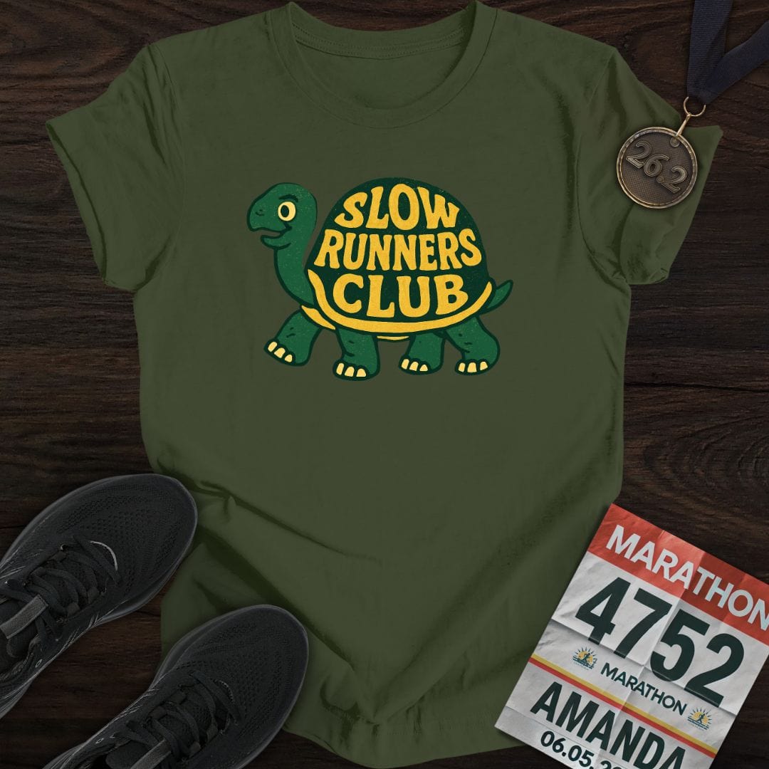 Printify T-Shirt Military Green / S Slow Runners Club T-Shirt