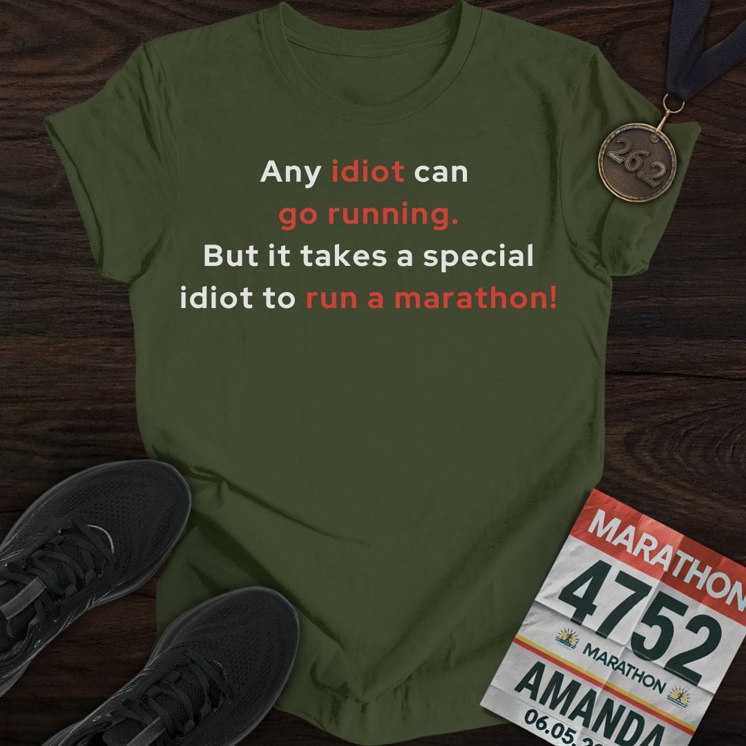 Printify T-Shirt Military Green / S Special Idiot Runner T-Shirt