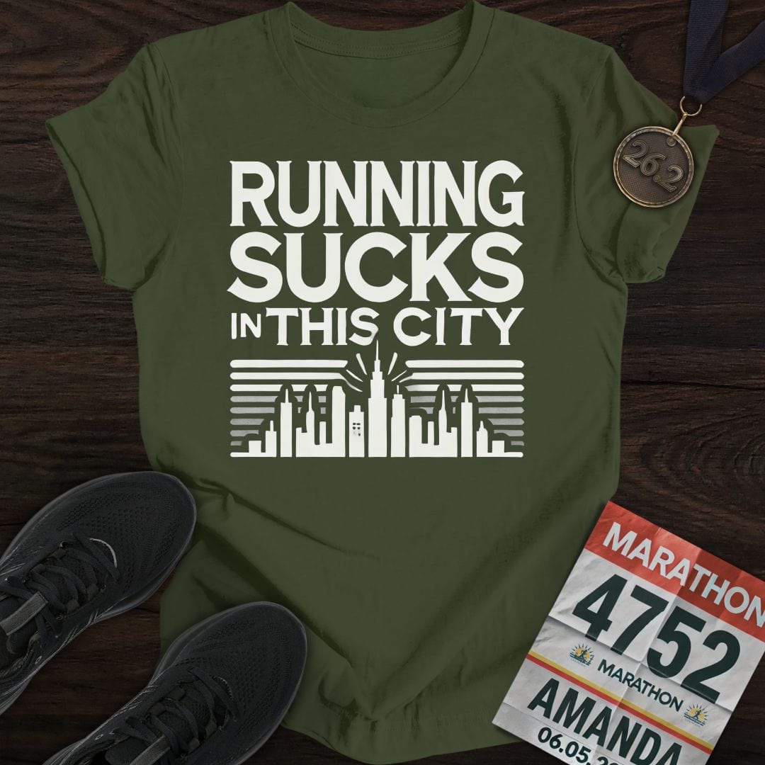 Printify T-Shirt Military Green / S Sucks In This City T-Shirt