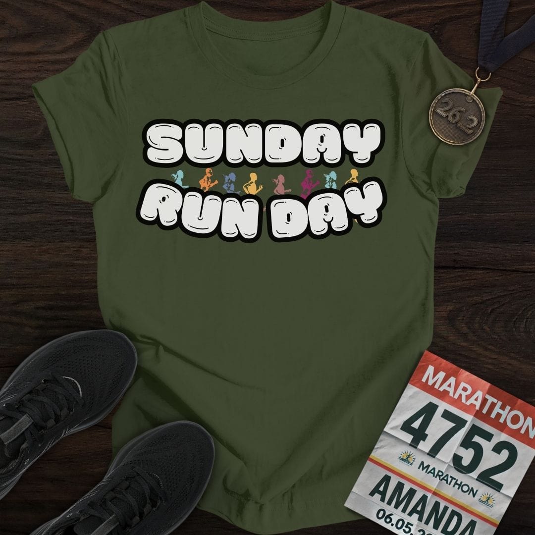 Printify T-Shirt Military Green / S Sunday Runday T-Shirt