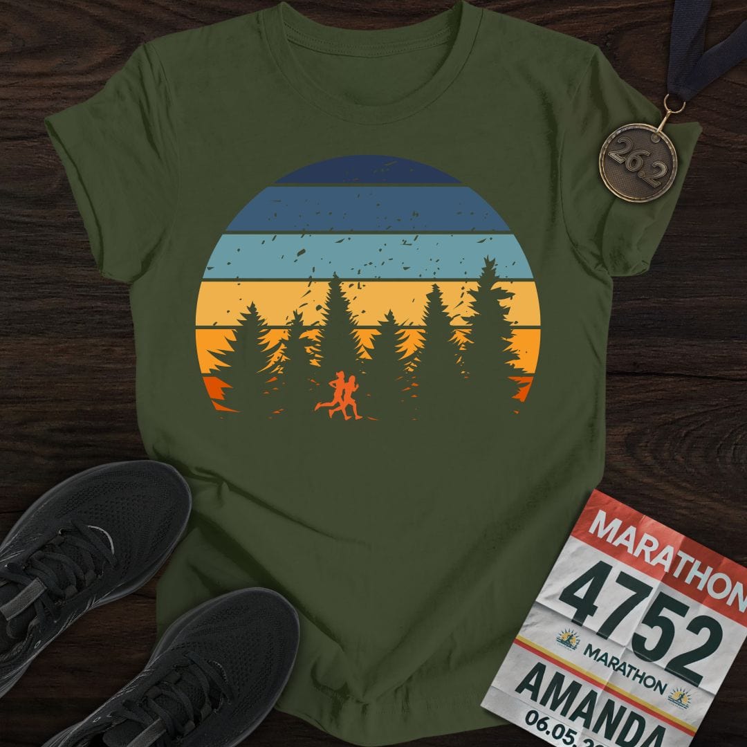 Printify T-Shirt Military Green / S Sunset Runners T-shirt