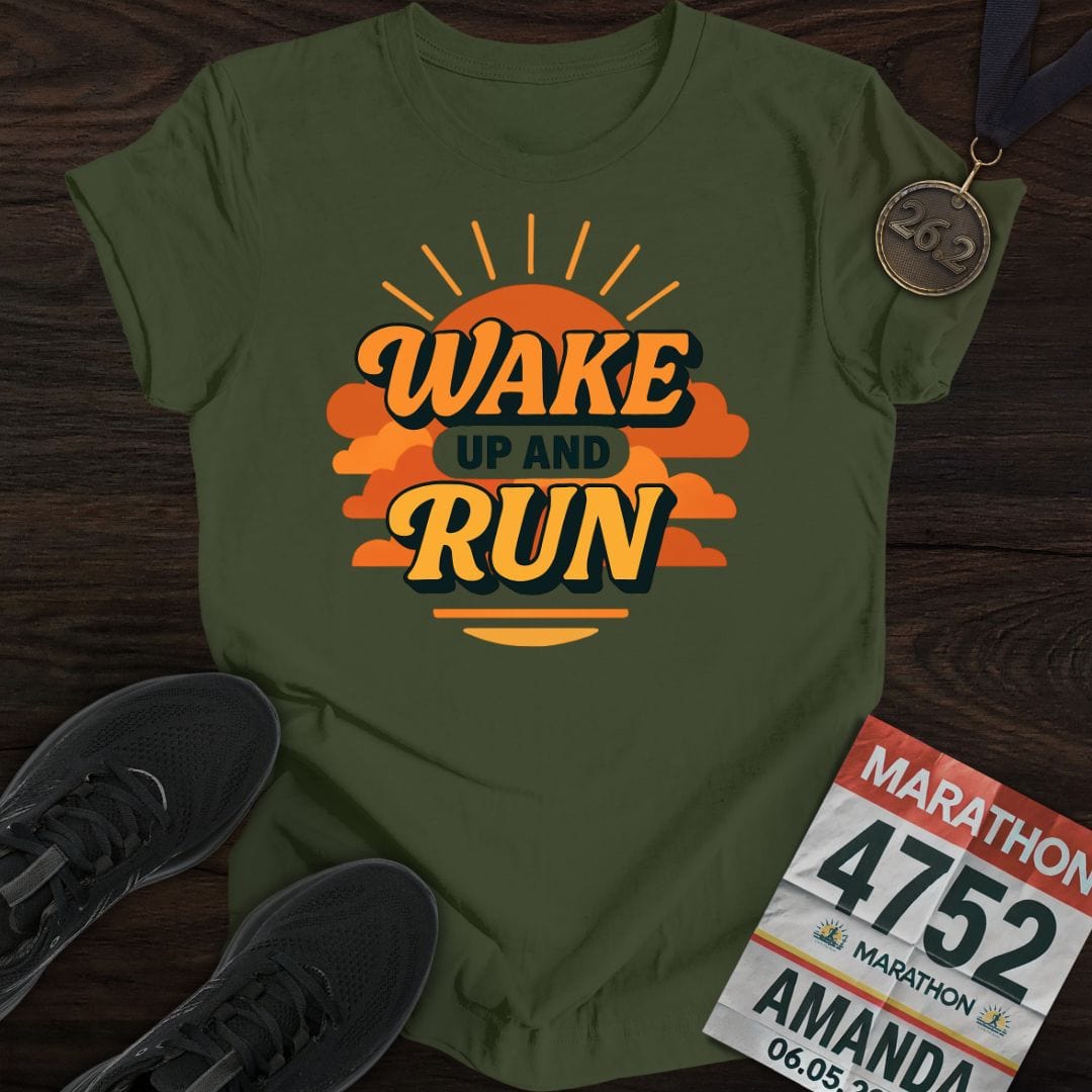 Printify T-Shirt Military Green / S Sunshine and Run T-Shirt