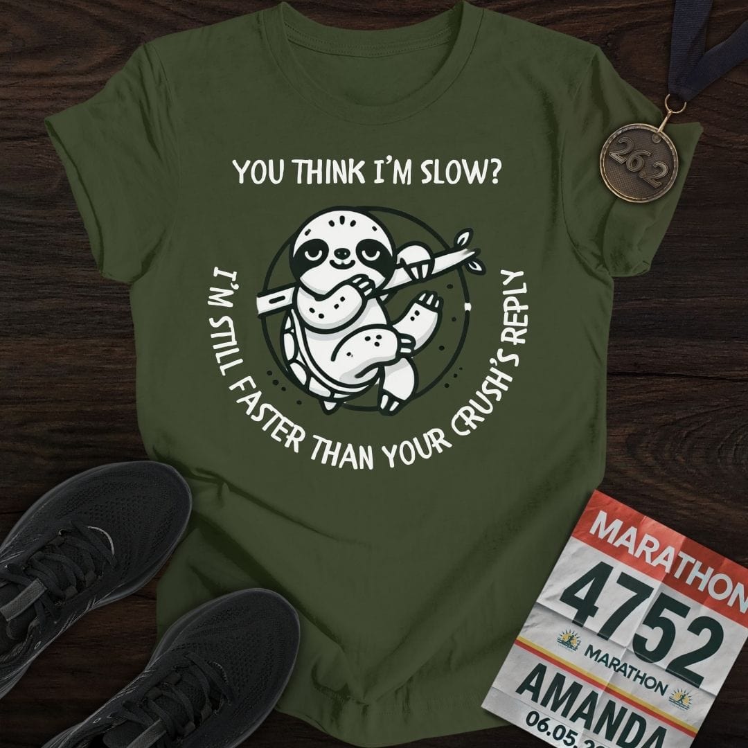 Printify T-Shirt Military Green / S Think I'm Slow T-Shirt
