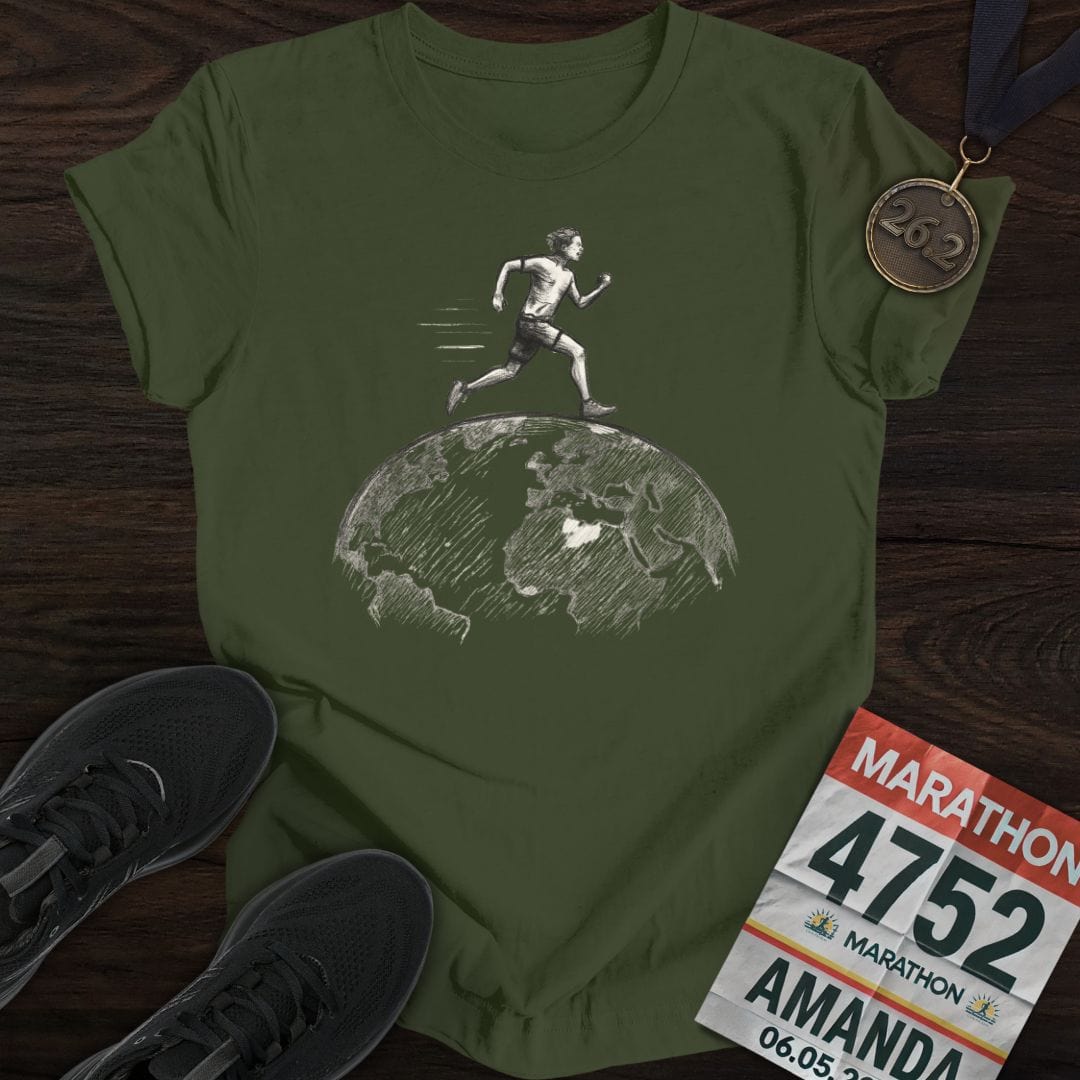 Printify T-Shirt Military Green / S World Runner T-Shirt