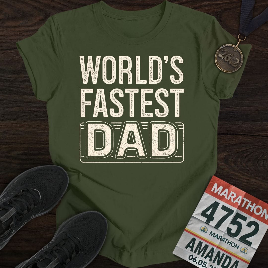 Printify T-Shirt Military Green / S World's Fastest Dad -2- T-shirt