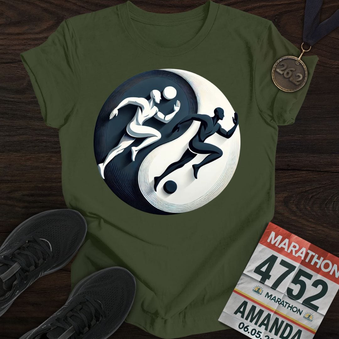 Printify T-Shirt Military Green / S Yin Yang Runner T-shirt