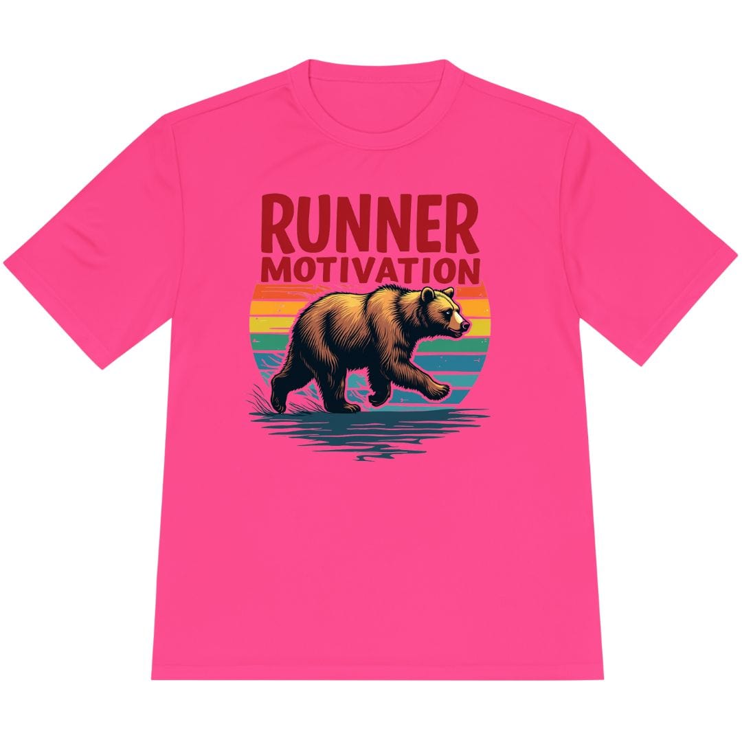 Printify T-Shirt Neon Pink / XS Runner Bear Motivation T-Shirt / Pro