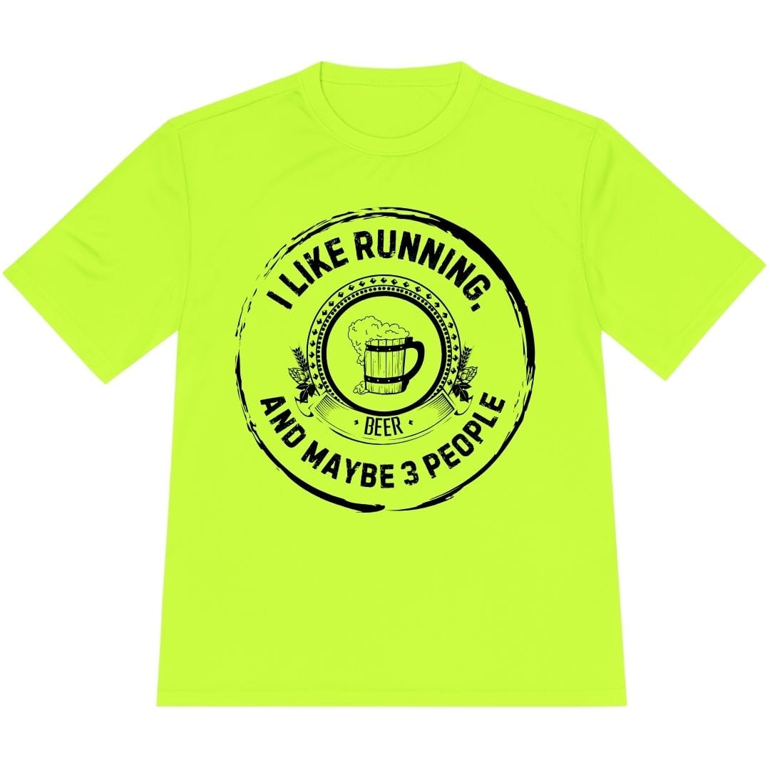 Printify T-Shirt Neon Yellow / XS Like Running and Beer T-Shirt / Pro