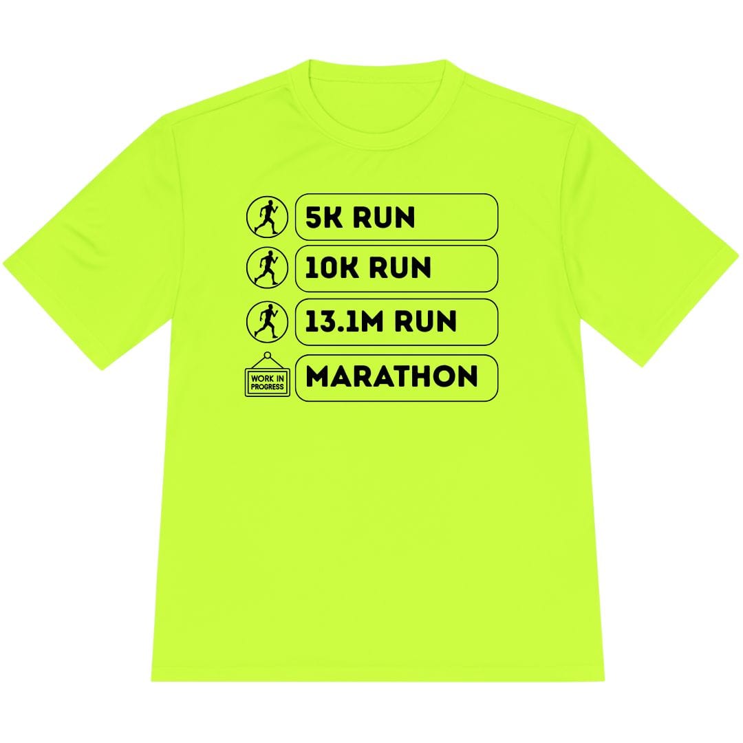 Printify T-Shirt Neon Yellow / XS Marathon: In Progress T-Shirt / Pro