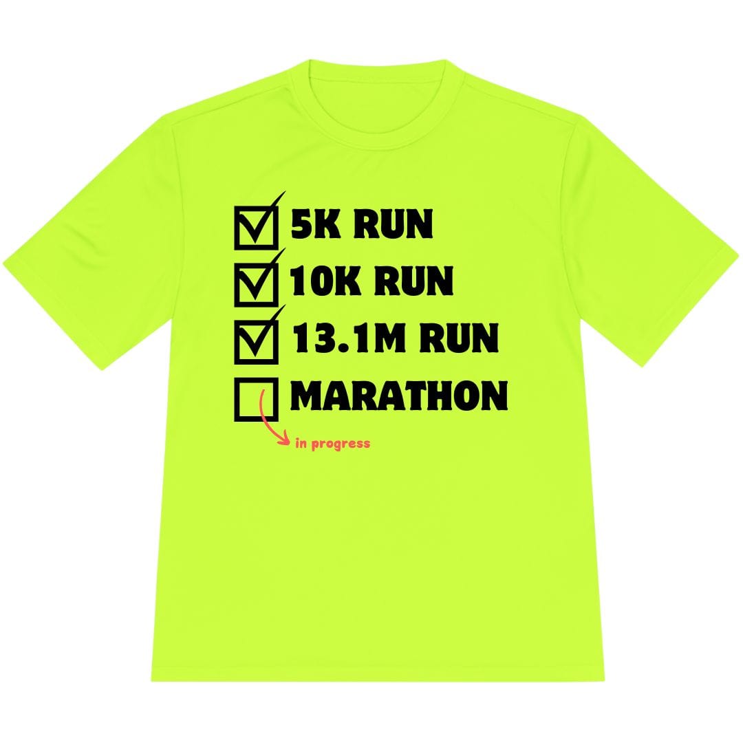 Printify T-Shirt Neon Yellow / XS Marathon in Progress T-Shirt / Pro