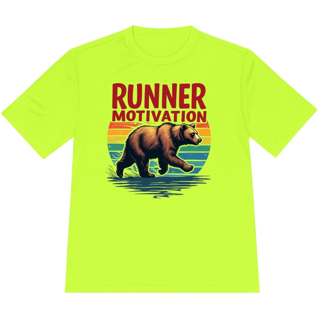 Printify T-Shirt Neon Yellow / XS Runner Bear Motivation T-Shirt / Pro
