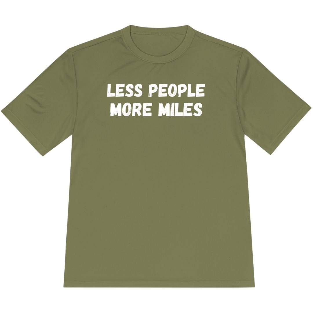 Printify T-Shirt Olive Drab Green / XS Less People More Miles T-Shirt / Pro