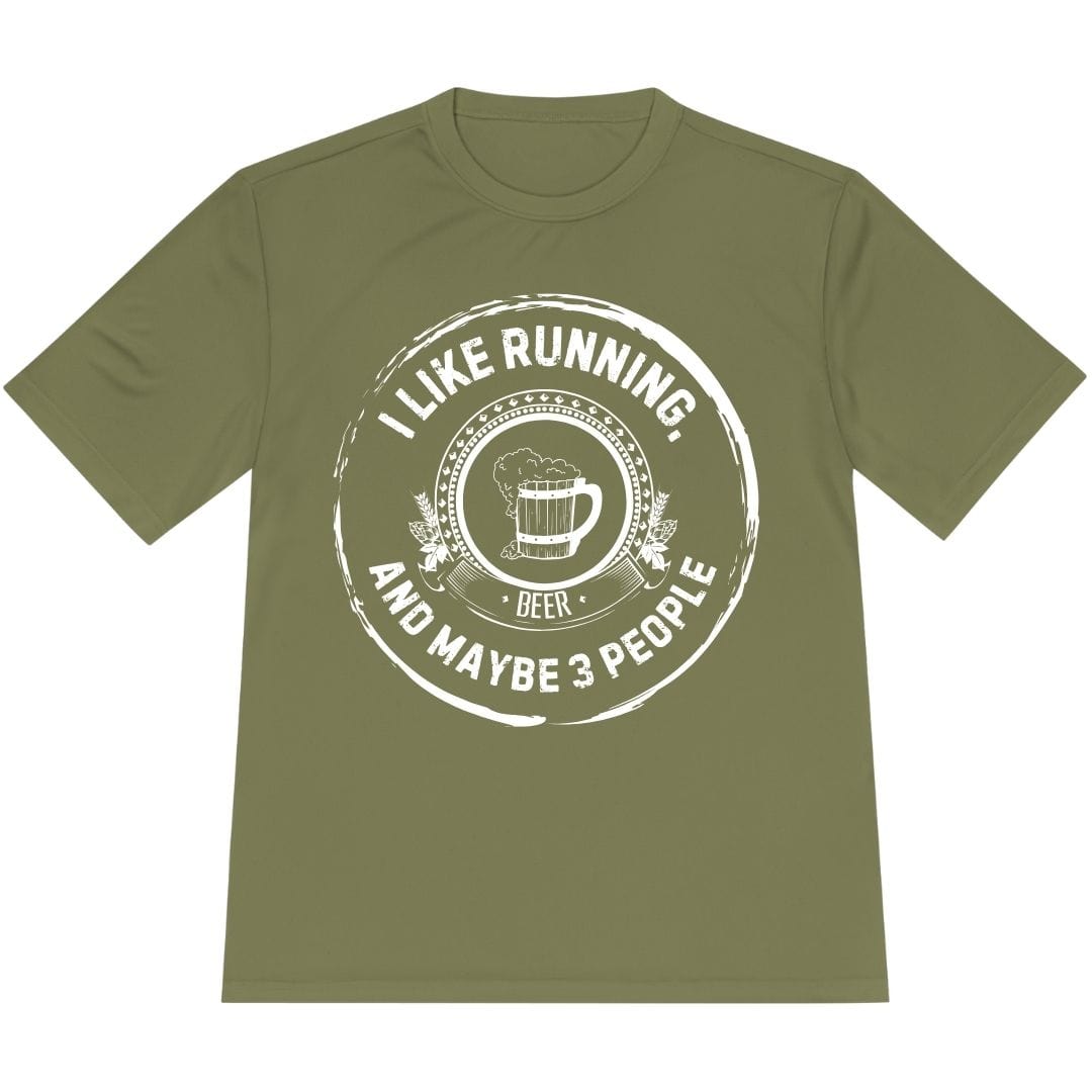 Printify T-Shirt Olive Drab Green / XS Like Running and Beer T-Shirt / Pro
