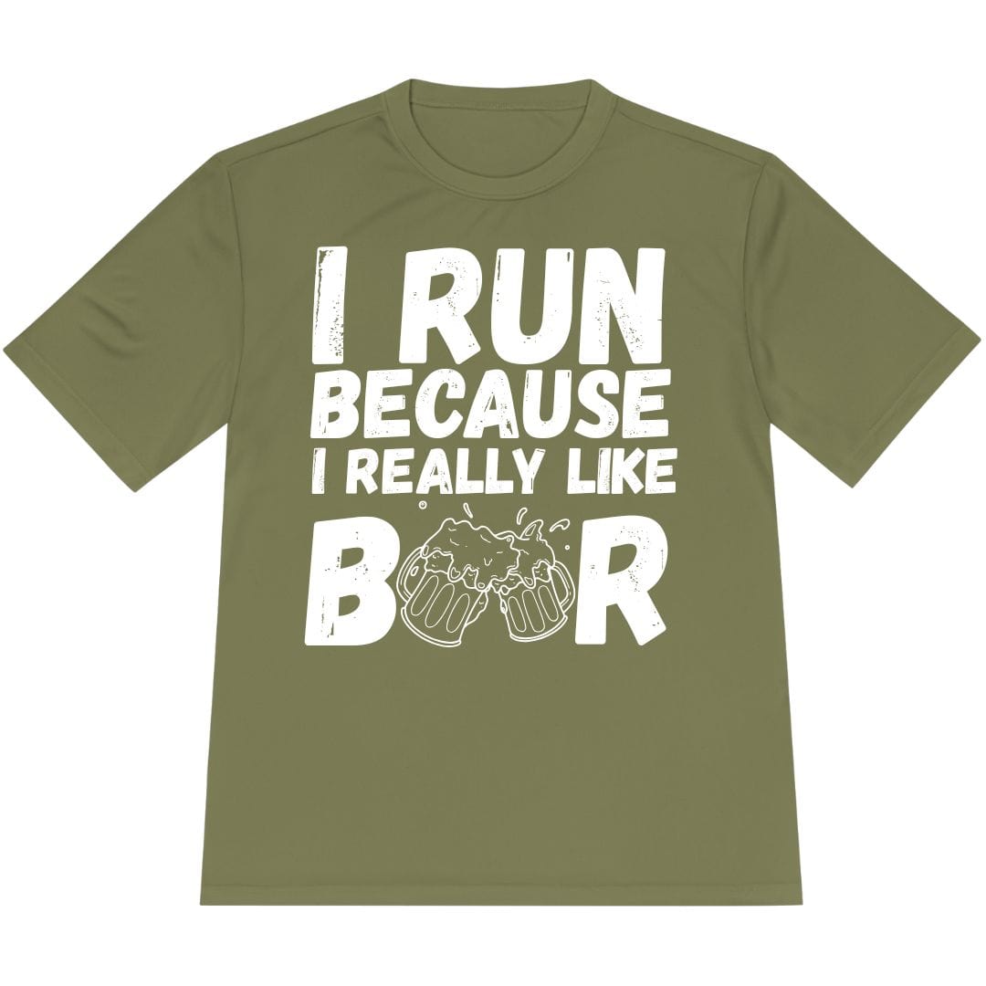 Printify T-Shirt Olive Drab Green / XS Like Running or Beer T-Shirt / Pro