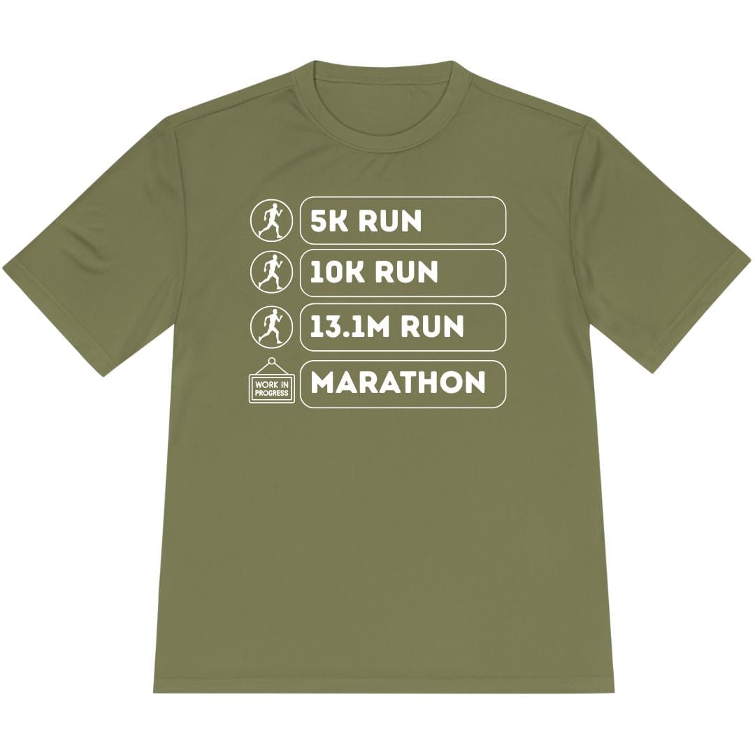 Printify T-Shirt Olive Drab Green / XS Marathon: In Progress T-Shirt / Pro