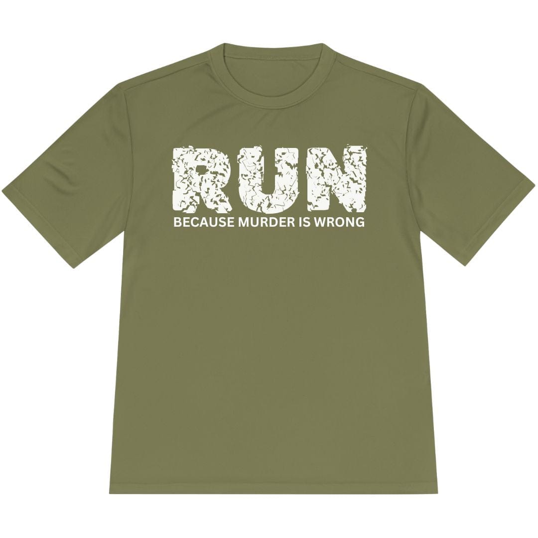 Printify T-Shirt Olive Drab Green / XS Run Because Murder Is Wrong T-Shirt / Pro
