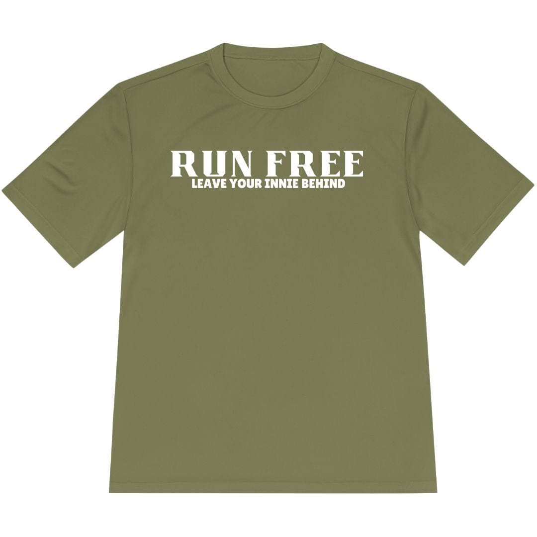 Printify T-Shirt Olive Drab Green / XS Run Free – Leave Your Innie Behind T-Shirt / Pro