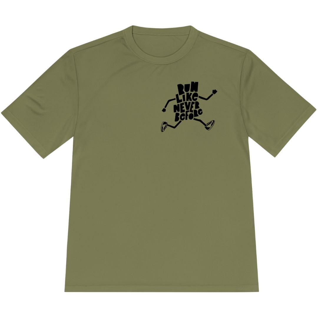 Printify T-Shirt Olive Drab Green / XS Run Like Never Before T-Shirt / Pro