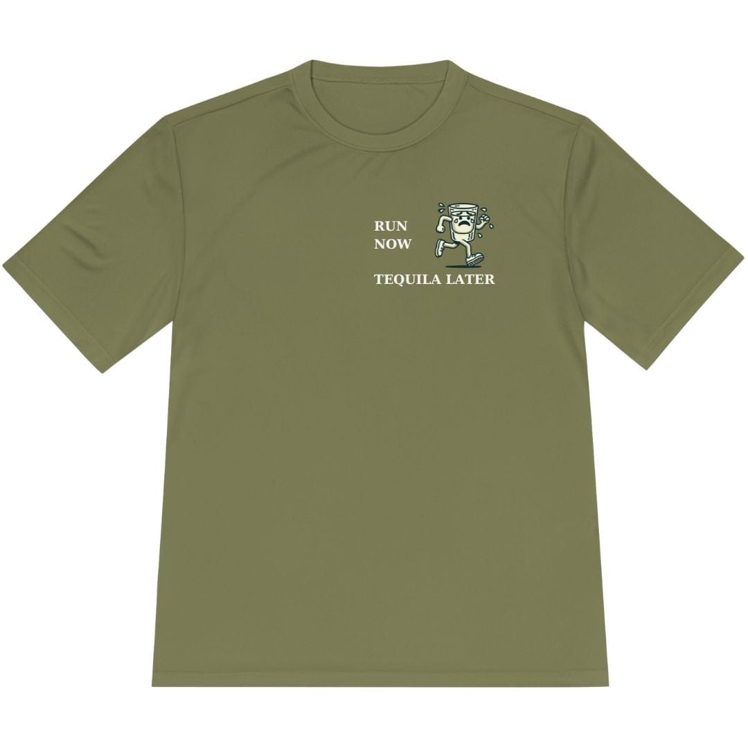Printify T-Shirt Olive Drab Green / XS Run Now Tequila Later T-Shirt / Pro