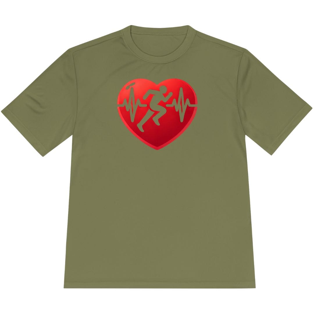 Printify T-Shirt Olive Drab Green / XS Run with Heart T-Shirt / Pro