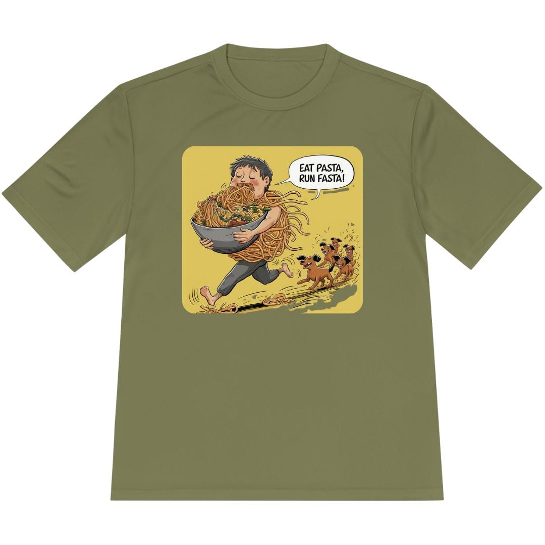 Printify T-Shirt Olive Drab Green / XS Runner Pasta T-Shirt / Pro
