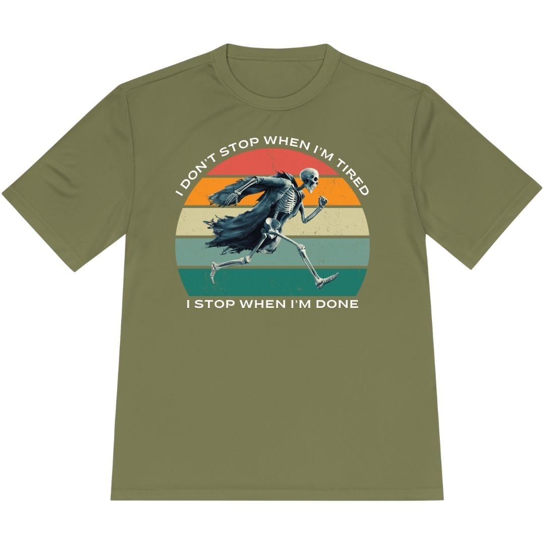 Printify T-Shirt Olive Drab Green / XS Skeleton Runner T-Shirt / Pro