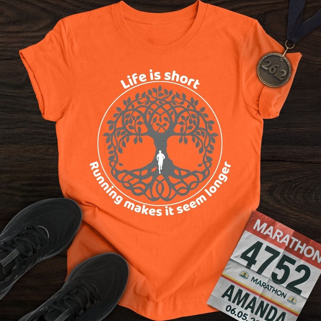 Printify T-Shirt Orange / S Life Is Short Go Run T-Shirt