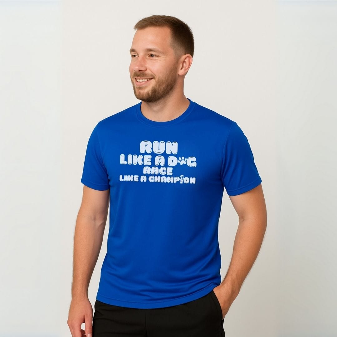 Printify T-Shirt Run Like a Dog, Race Like a Champion T-shirt / Pro