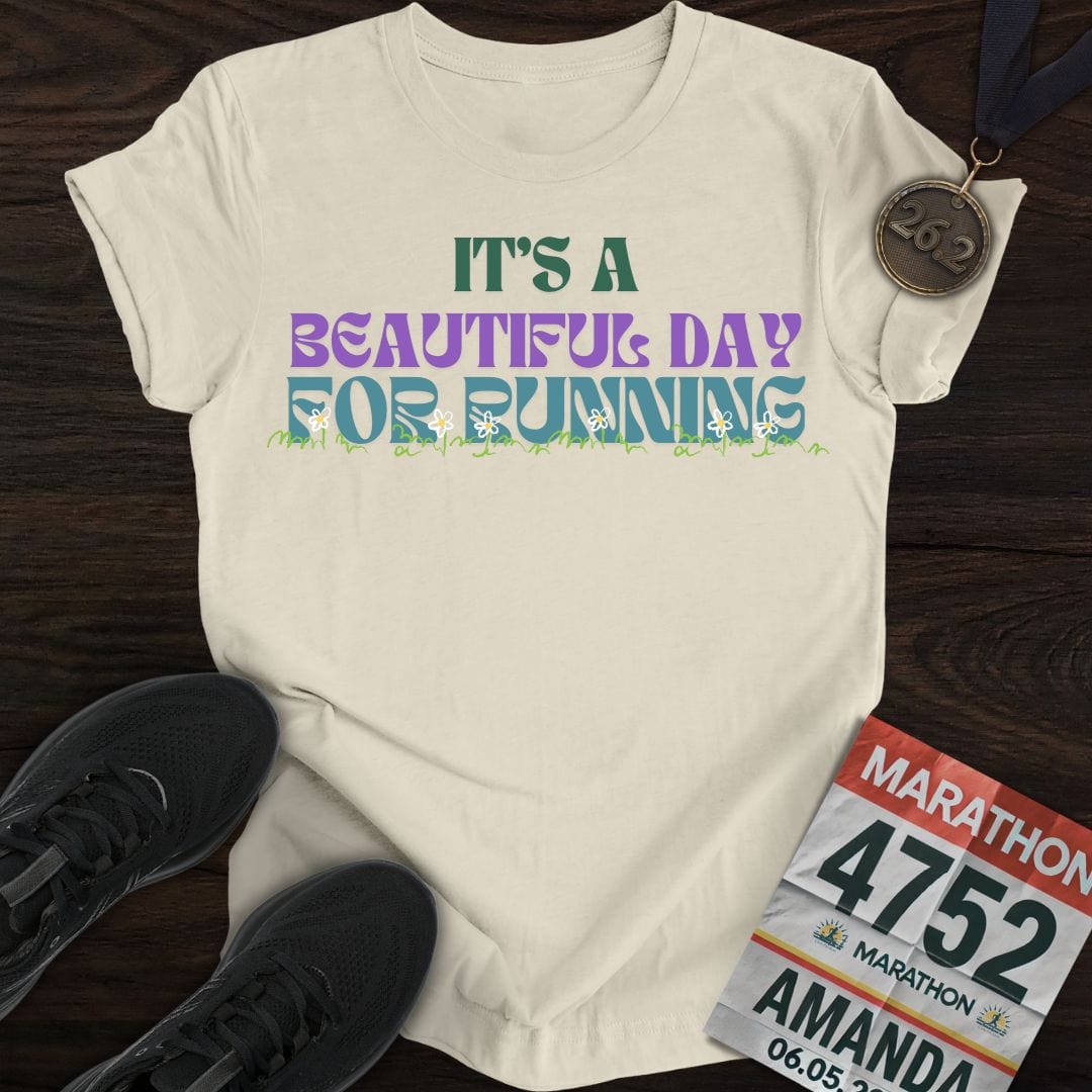 Printify T-Shirt Sand / S Beautiful Day for Running T-Shirt
