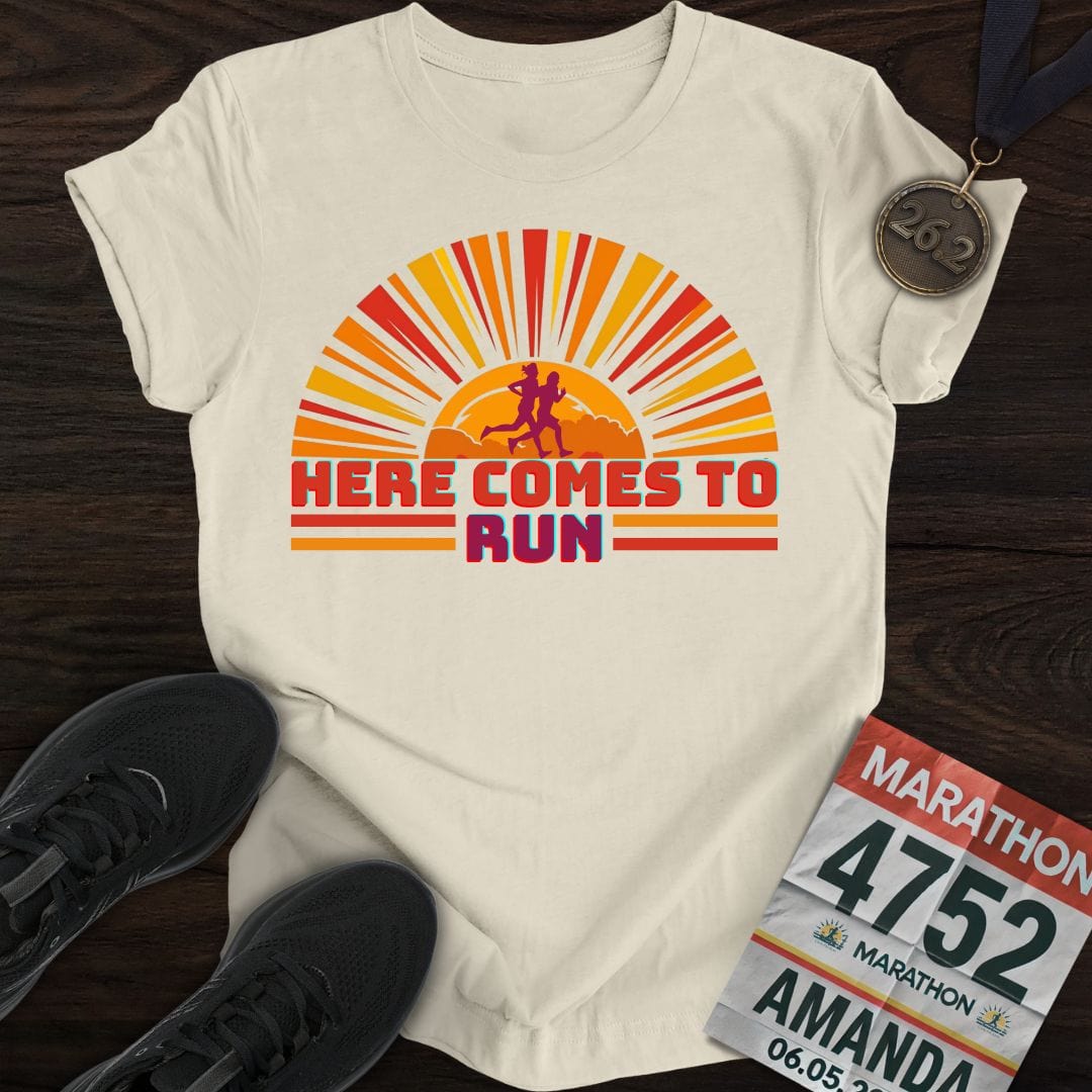 Printify T-Shirt Sand / S Comes To Run T-shirt