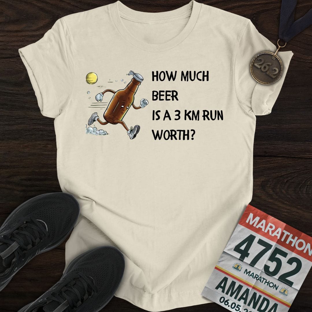 Printify T-Shirt Sand / S Drink Beer Run 3KM T-Shirt