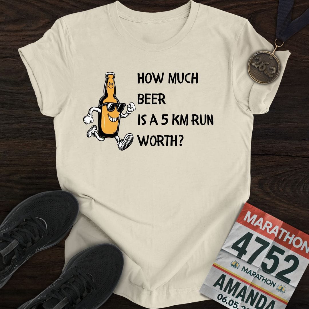 Printify T-Shirt Sand / S Drink Beer Run 5KM T-Shirt