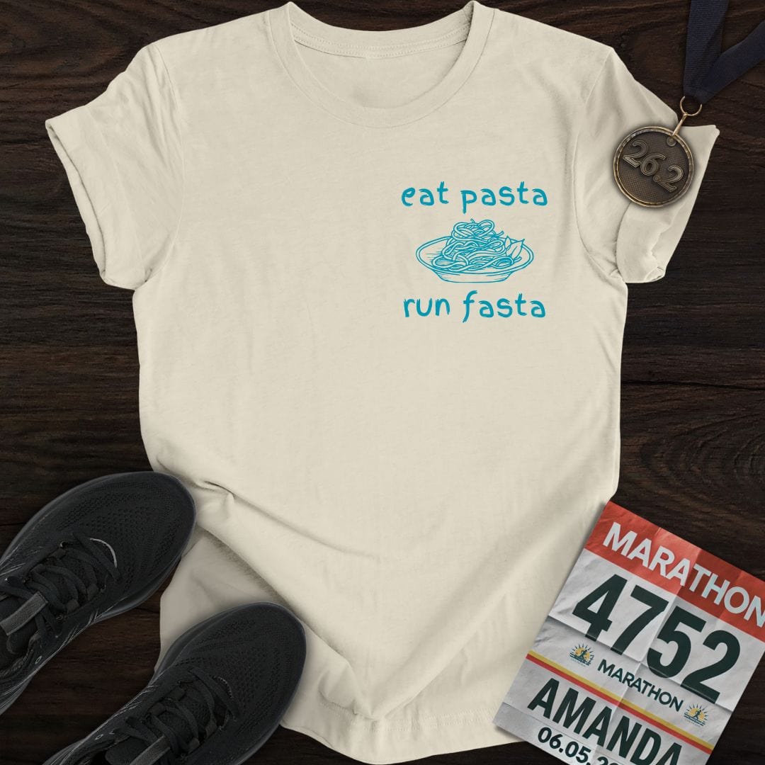 Printify T-Shirt Sand / S Eat Pasta and Run Fasta