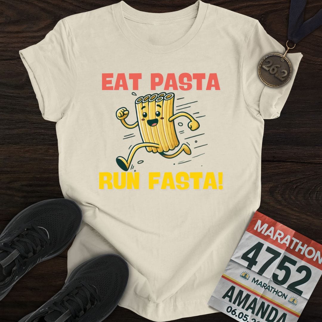 Printify T-Shirt Sand / S Eat Pasta Run Fasta T-Shirt