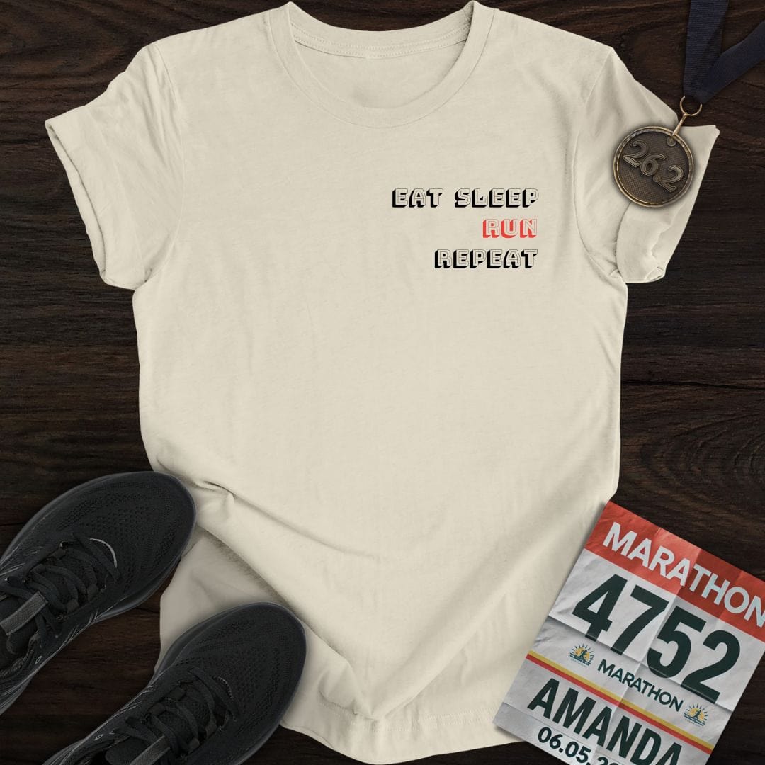Printify T-Shirt Sand / S Eat Sleep RUN Repeat T-Shirt