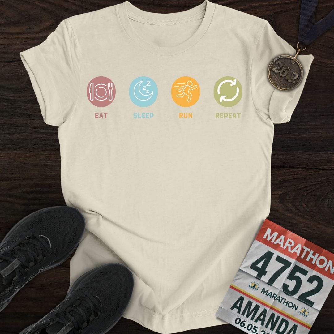 Printify T-Shirt Sand / S Eat Sleep Run T-Shirt