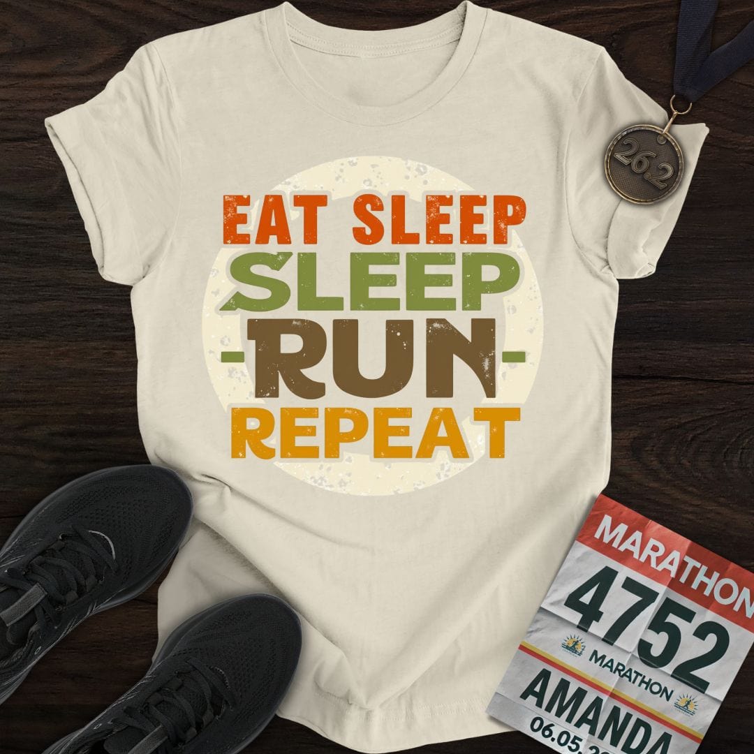 Printify T-Shirt Sand / S Eat Sleep - Sleep Run Repeat T-shirt