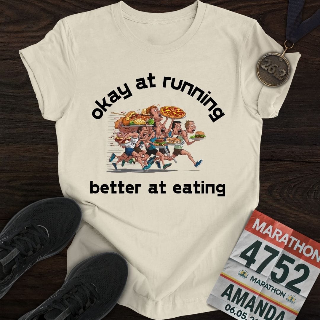 Printify T-Shirt Sand / S Eating and Keep Running T-Shirt
