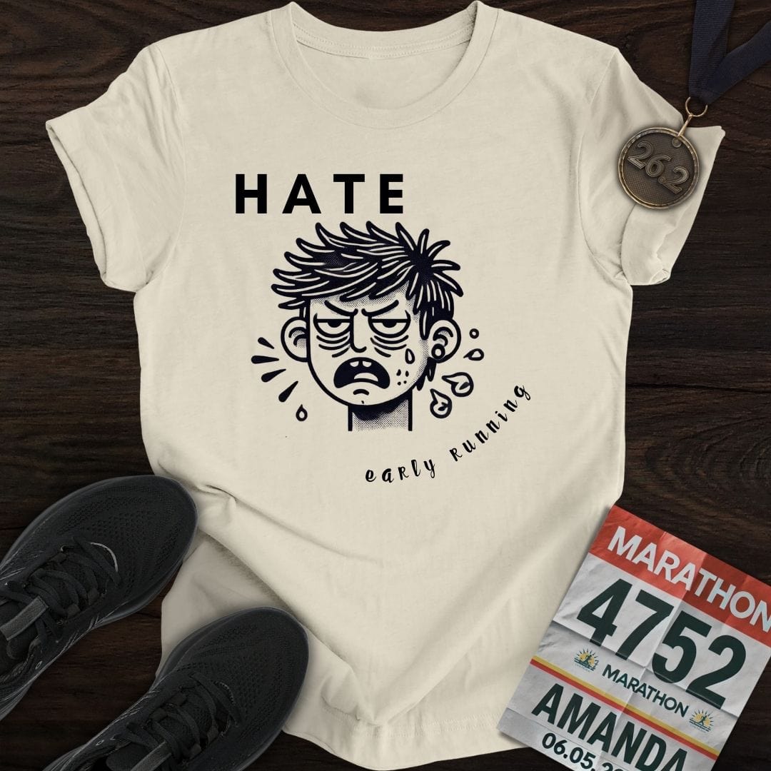Printify T-Shirt Sand / S Hate Early Running T-Shirt