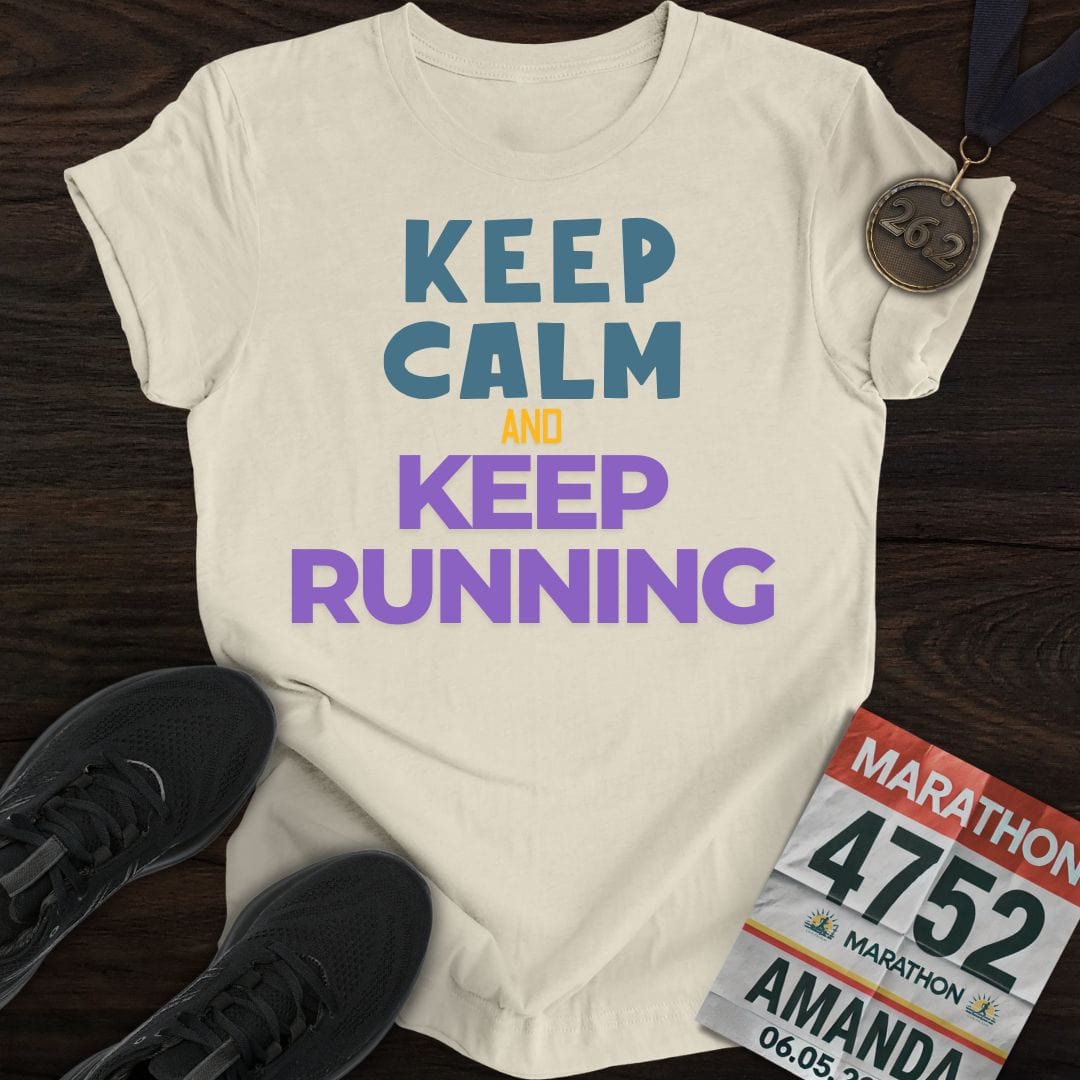 Printify T-Shirt Sand / S Keep Calm And Keep Running T-shirt