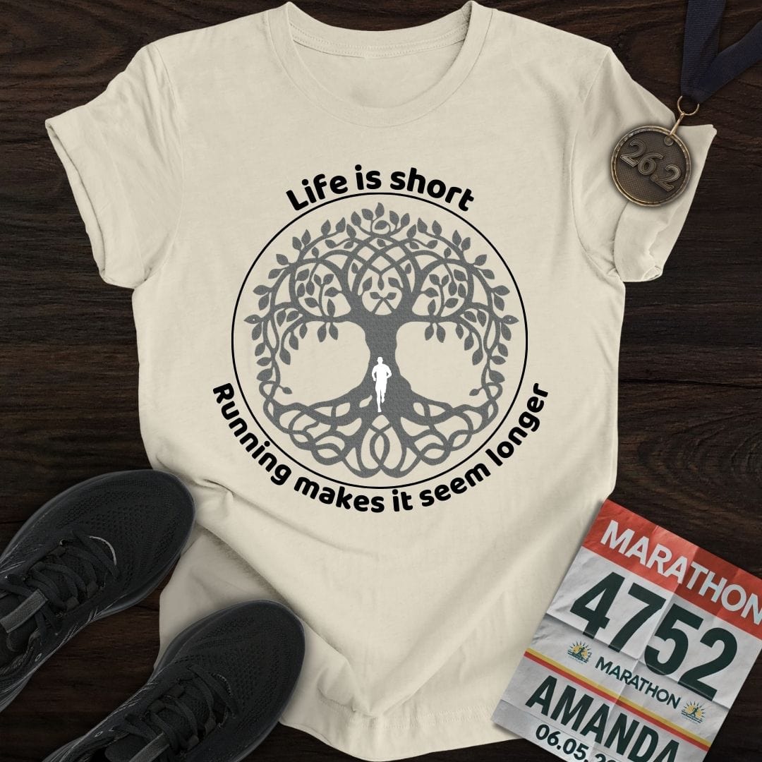 Printify T-Shirt Sand / S Life Is Short Go Run T-Shirt