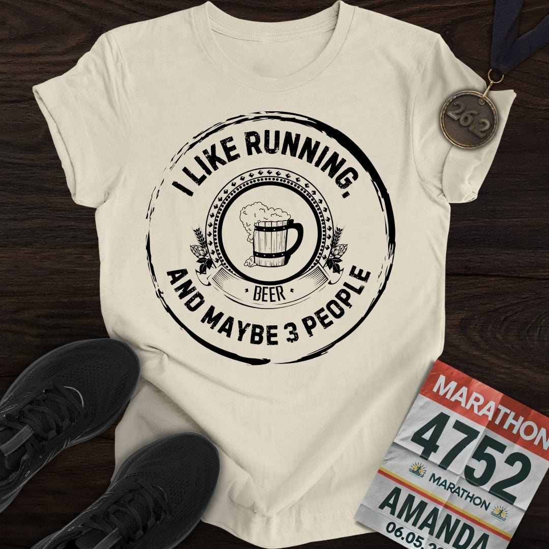 Printify T-Shirt Sand / S Like Running and Beer T-shirt