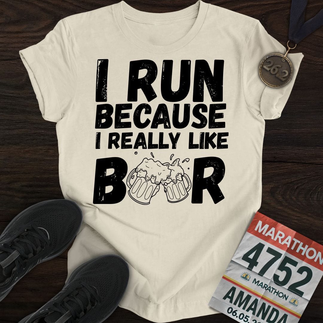 Printify T-Shirt Sand / S Like Running Or Beer T-shirt