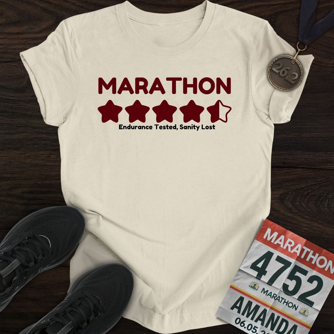 Printify T-Shirt Sand / S Marathon: Endurance Tested, Sanity Lost T-shirt